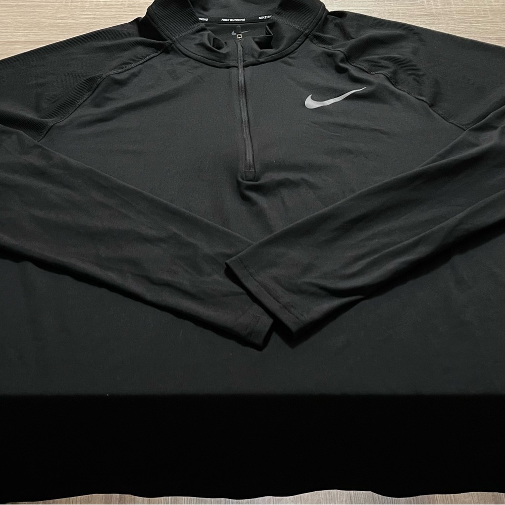 Nike Solid Black Quarter Zip Running Jacket - image 2